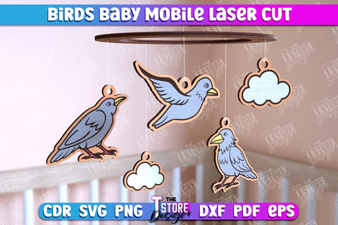 Baby Mobile Bundle | Birds Design | Baby Room Décor | New Born | CNC Files SVG The T Store Design 