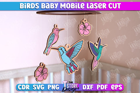 Baby Mobile Bundle | Birds Design | Baby Room Décor | New Born | CNC Files SVG The T Store Design 