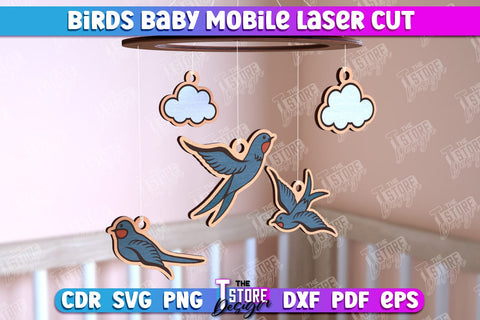 Baby Mobile Bundle | Birds Design | Baby Room Décor | New Born | CNC Files SVG The T Store Design 