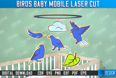 Baby Mobile | Crow Design | Baby Room Décor | New Born | CNC Files SVG Fly Design 