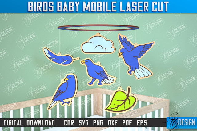 Baby Mobile | Crow Design | Baby Room Décor | New Born | CNC Files SVG Fly Design 