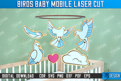 Baby Mobile | Dove Design | Baby Room Décor | New Born | CNC Files SVG Fly Design 
