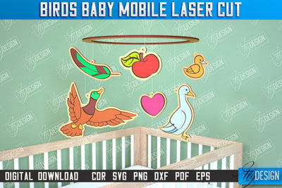 Baby Mobile | Duck Design | Baby Room Décor | New Born | CNC Files SVG Fly Design 