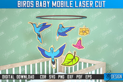 Baby Mobile | Hummingbird Design | Baby Room Décor | New Born | CNC Files SVG Fly Design 