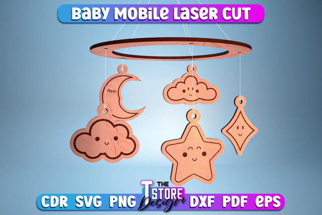 Baby Mobile Laser Cut | Home Design | Baby Room Décor | CNC Files SVG The T Store Design 