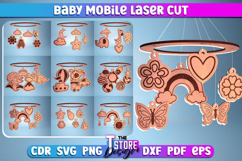 Baby Mobile Laser Cut | Home Design | Baby Room Décor | CNC Files SVG The T Store Design 