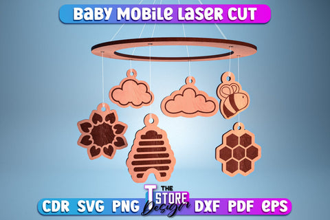 Baby Mobile Laser Cut | Home Design | Baby Room Décor | CNC Files SVG The T Store Design 