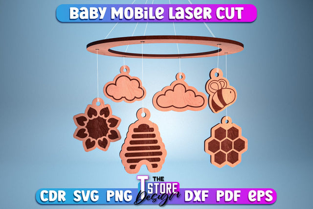 Baby Mobile Laser Cut | Home Design | Baby Room Décor | CNC Files SVG The T Store Design 