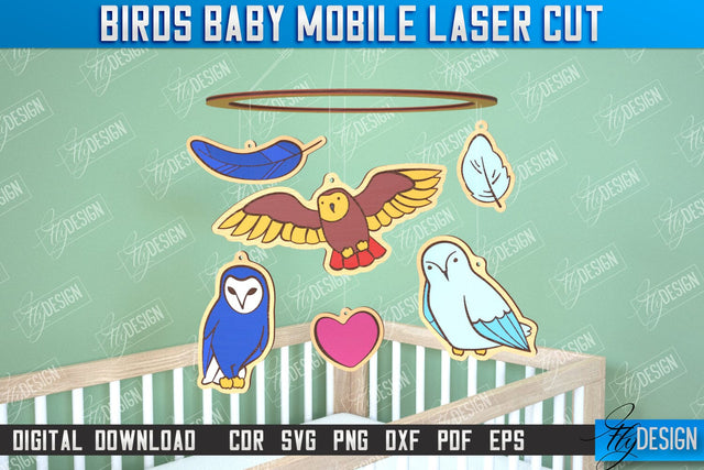 Baby Mobile | Owl Design | Baby Room Décor | New Born | CNC Files SVG Fly Design 