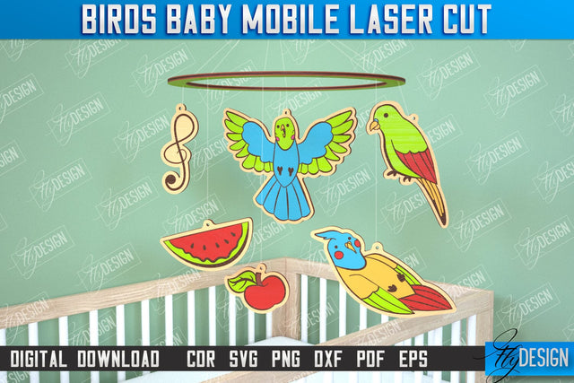 Baby Mobile | Parrot Design | Baby Room Décor | New Born | CNC Files SVG Fly Design 
