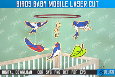Baby Mobile | Swallow Design | Baby Room Décor | New Born | CNC Files SVG Fly Design 