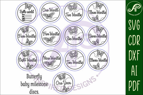 Baby monthly milestone discs SVG Butterfies SVG APInspireddesigns 