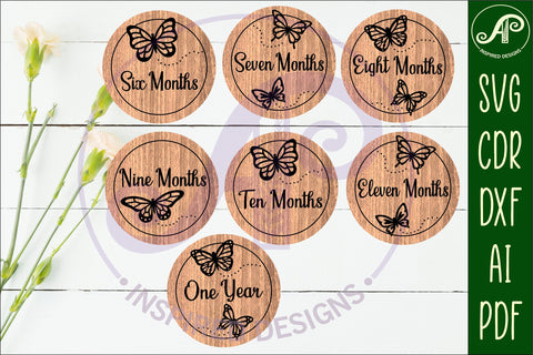 Baby monthly milestone discs SVG Butterfies SVG APInspireddesigns 
