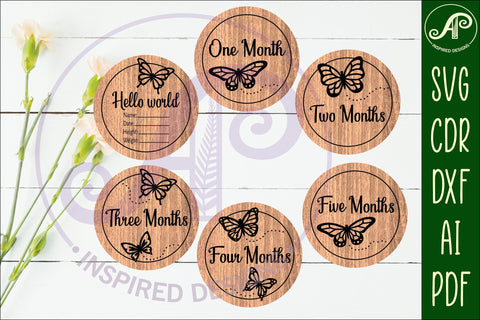Baby monthly milestone discs SVG Butterfies SVG APInspireddesigns 