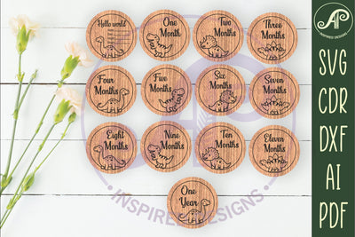 Baby monthly milestone discs SVG Dinosaur theme SVG APInspireddesigns 