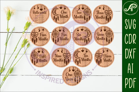 Baby monthly milestone discs SVG Dream catchers SVG APInspireddesigns 