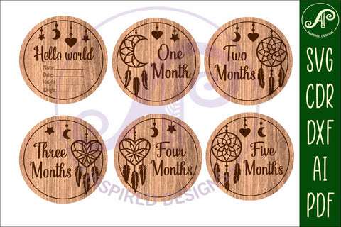 Baby monthly milestone discs SVG Dream catchers SVG APInspireddesigns 