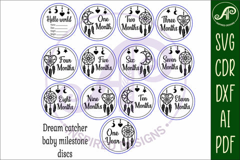 Baby monthly milestone discs SVG Dream catchers SVG APInspireddesigns 