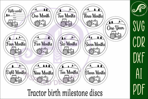Baby monthly milestone discs SVG Farm tractor theme SVG APInspireddesigns 