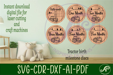 Baby monthly milestone discs SVG Farm tractor theme SVG APInspireddesigns 