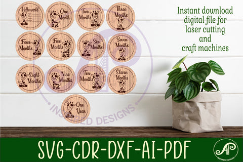 Baby monthly milestone discs SVG giraffe theme SVG APInspireddesigns 