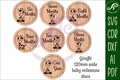 Baby monthly milestone discs SVG giraffe theme SVG APInspireddesigns 