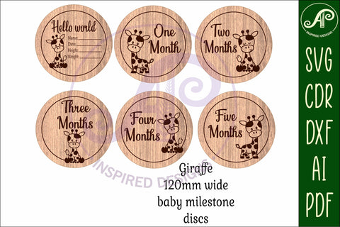 Baby monthly milestone discs SVG giraffe theme SVG APInspireddesigns 