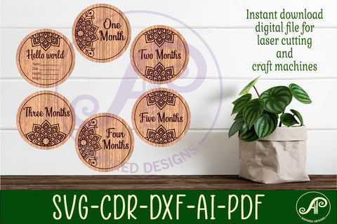 Baby monthly milestone discs SVG Mandala design SVG APInspireddesigns 