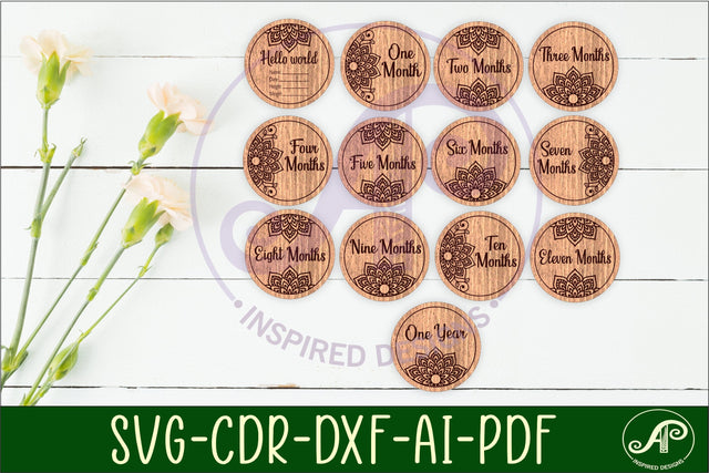 Baby monthly milestone discs SVG Mandala design SVG APInspireddesigns 