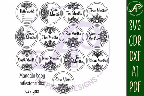 Baby monthly milestone discs SVG Mandala design SVG APInspireddesigns 