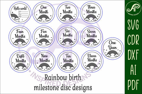 Baby monthly milestone discs SVG rainbow theme SVG APInspireddesigns 