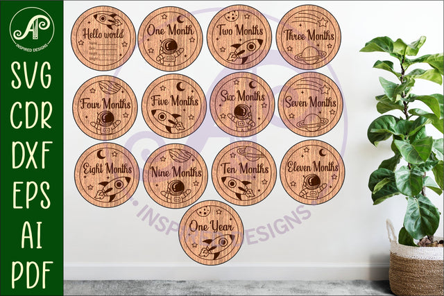 Baby monthly milestone discs SVG Space SVG APInspireddesigns 