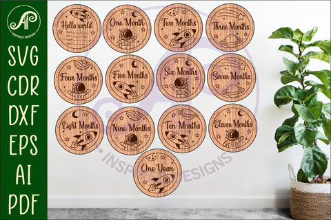 Baby monthly milestone discs SVG Space SVG APInspireddesigns 