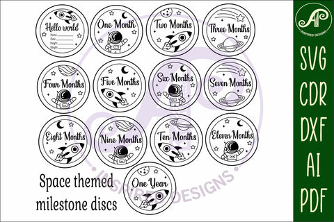 Baby monthly milestone discs SVG Space SVG APInspireddesigns 