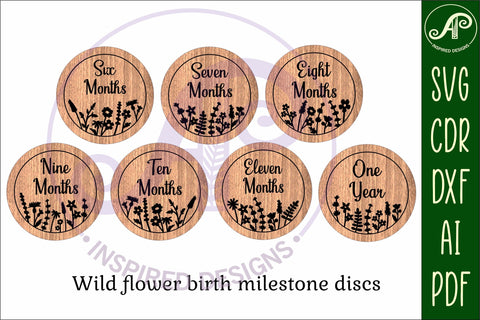 Baby monthly milestone discs SVG wild flower theme SVG APInspireddesigns 