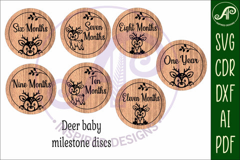 Baby monthly milestone discs SVG woodland deer theme SVG APInspireddesigns 