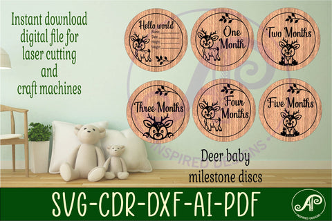 Baby monthly milestone discs SVG woodland deer theme SVG APInspireddesigns 