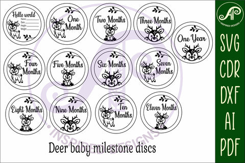 Baby monthly milestone discs SVG woodland deer theme SVG APInspireddesigns 