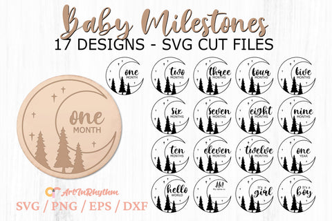 Baby Monthly Milestones Svg, Baby Milestones Svg Bundle, Newborn Baby Svg SVG Artinrhythm shop 