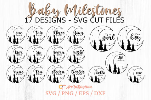 Baby Monthly Milestones Svg, Baby Milestones Svg Bundle, Newborn Baby Svg SVG Artinrhythm shop 