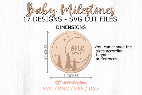 Baby Monthly Milestones Svg, Baby Milestones Svg Bundle, Newborn Baby Svg SVG Artinrhythm shop 