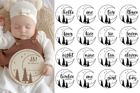 Baby Monthly Milestones Svg, Baby Milestones Svg Bundle, Newborn Baby Svg SVG Artinrhythm shop 