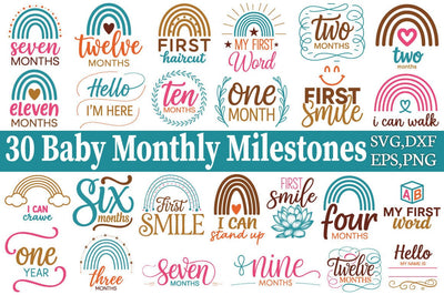 Baby Monthly Milestones Svg Bundle SVG Angelina750 