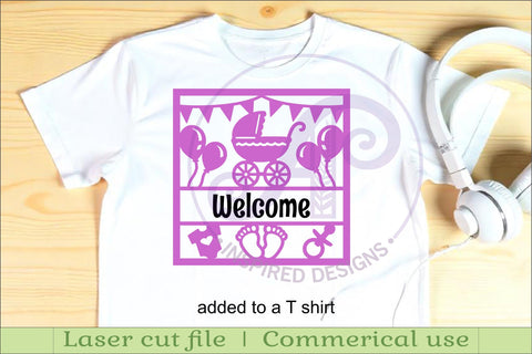 Baby name sign Pram laser cut design or card SVG APInspireddesigns 