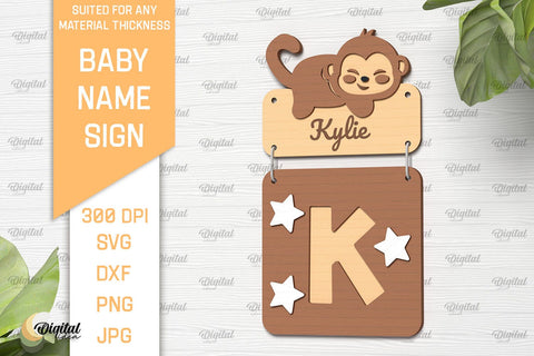 Baby Name Sign SVG Bundle. Wall Decor Laser Cut SVG Evgenyia Guschina 
