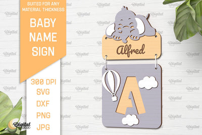Baby Name Sign SVG. Wall Decor Laser Cut. Letter A SVG Evgenyia Guschina 