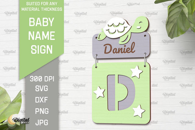 Baby Name Sign SVG. Wall Decor Laser Cut. Letter D SVG Evgenyia Guschina 