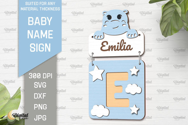 Baby Name Sign SVG. Wall Decor Laser Cut. Letter E SVG Evgenyia Guschina 