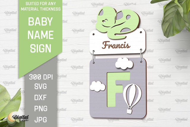 Baby Name Sign SVG. Wall Decor Laser Cut. Letter F SVG Evgenyia Guschina 