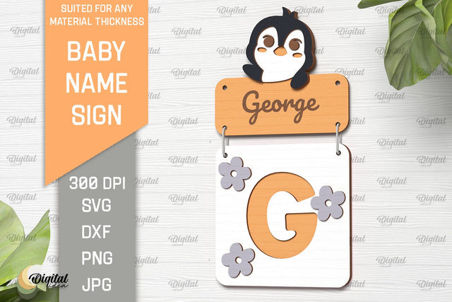 Baby Name Sign SVG. Wall Decor Laser Cut. Letter G SVG Evgenyia Guschina 